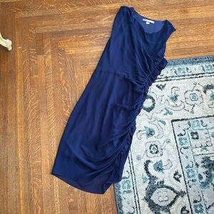 Sleeveless navy zipper detail dress